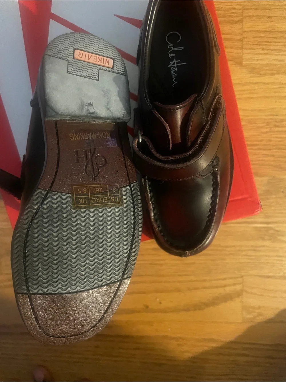 Cole Haan Men’s Burgundy/Brown Leather Slip-On Loafers